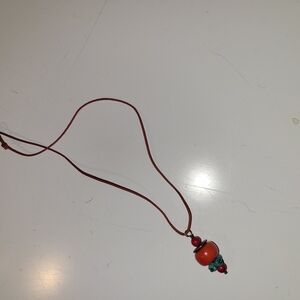 Red Beaded Pendant Necklace